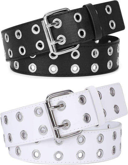 Becca Belt: Double Grommet Leather Belt 