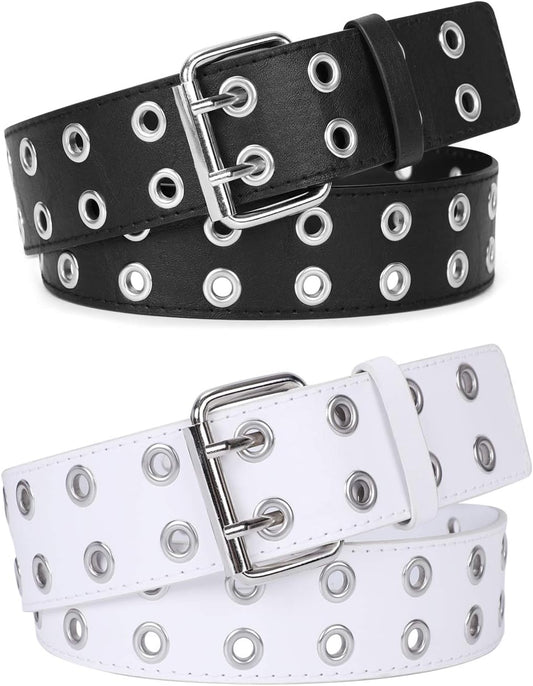 Becca Belt: Double Grommet Leather Belt 