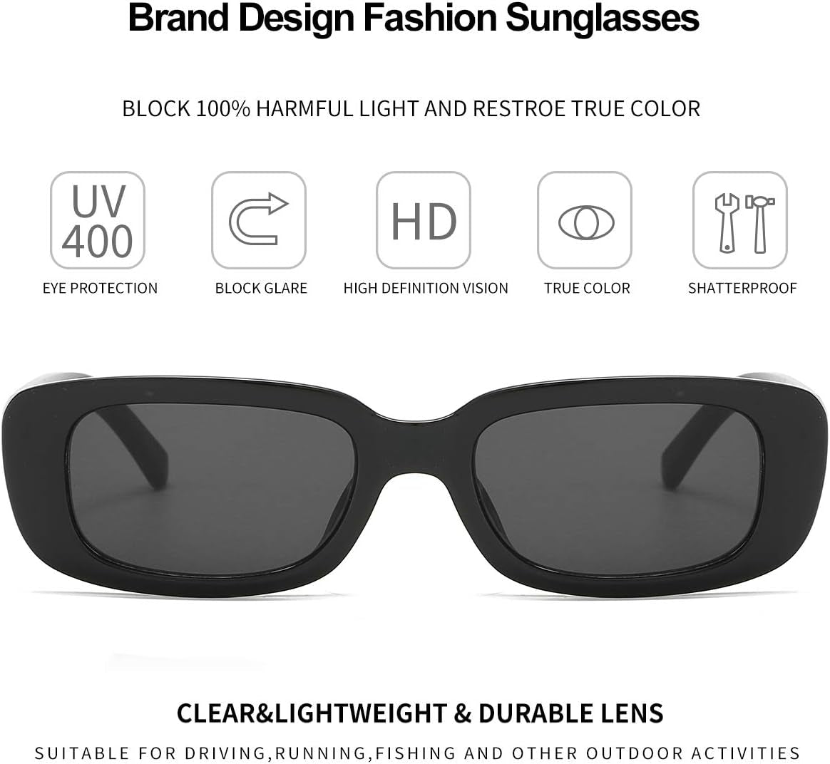 Sasha Rectangle Sunglasses for Women: UV 400 Protection