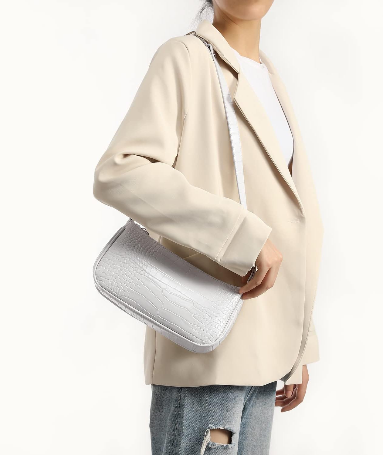 Sasha White Leather Handbag