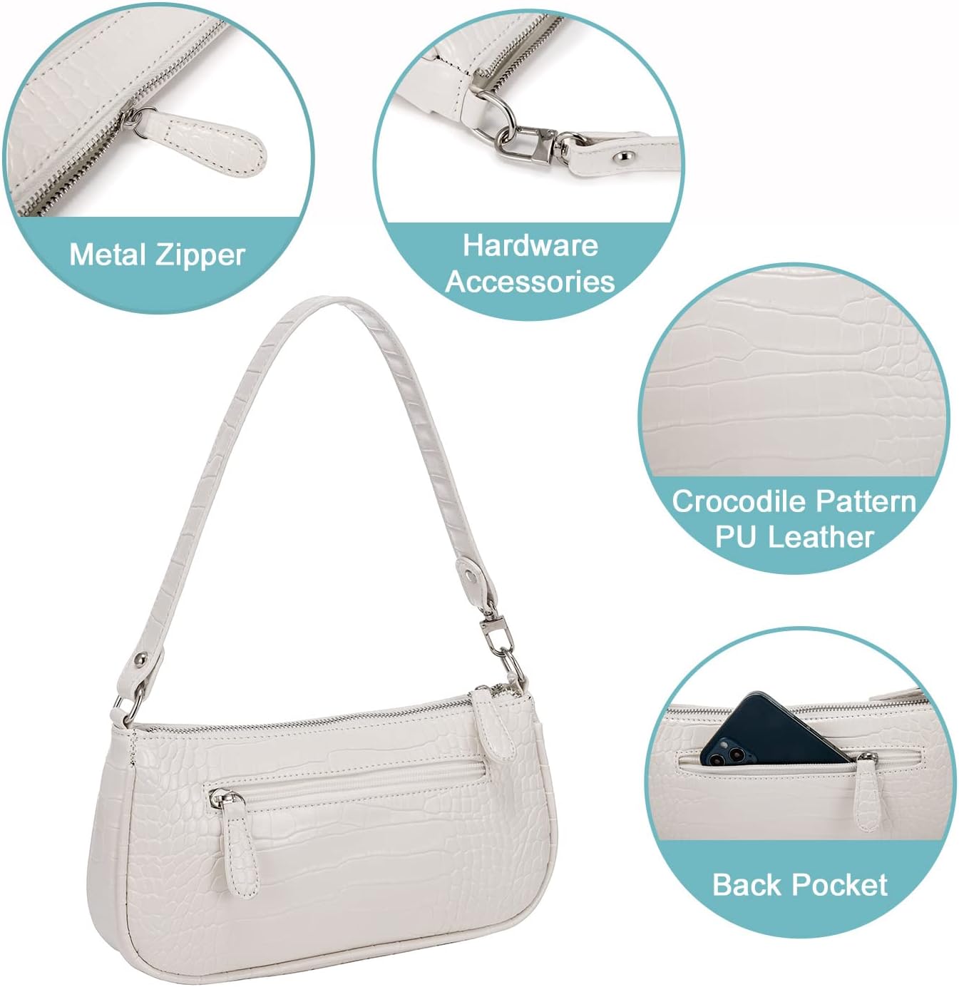 Sasha White Leather Handbag
