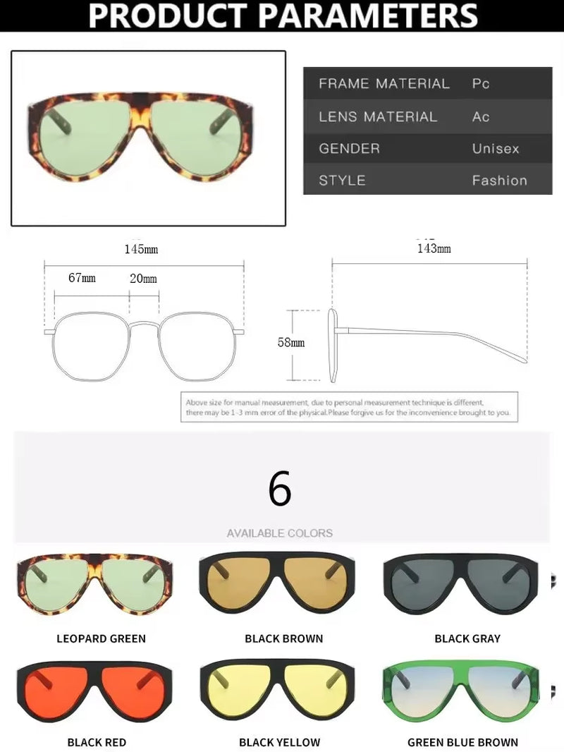 Fashion Oversized Hip Hop Sunglasses Men Women Shades Brand Designer Sun Glasses Trend Male Punk Eyewear Female UV400