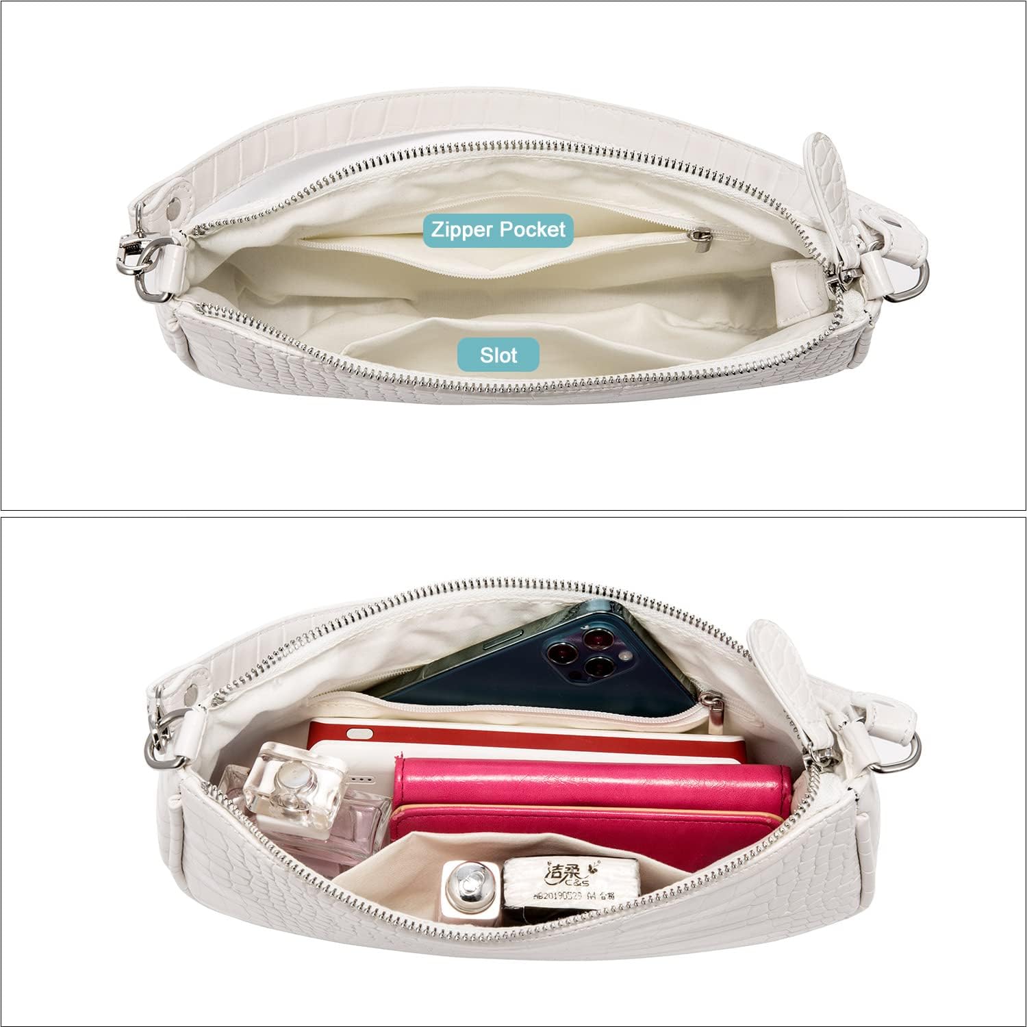 Sasha White Leather Handbag