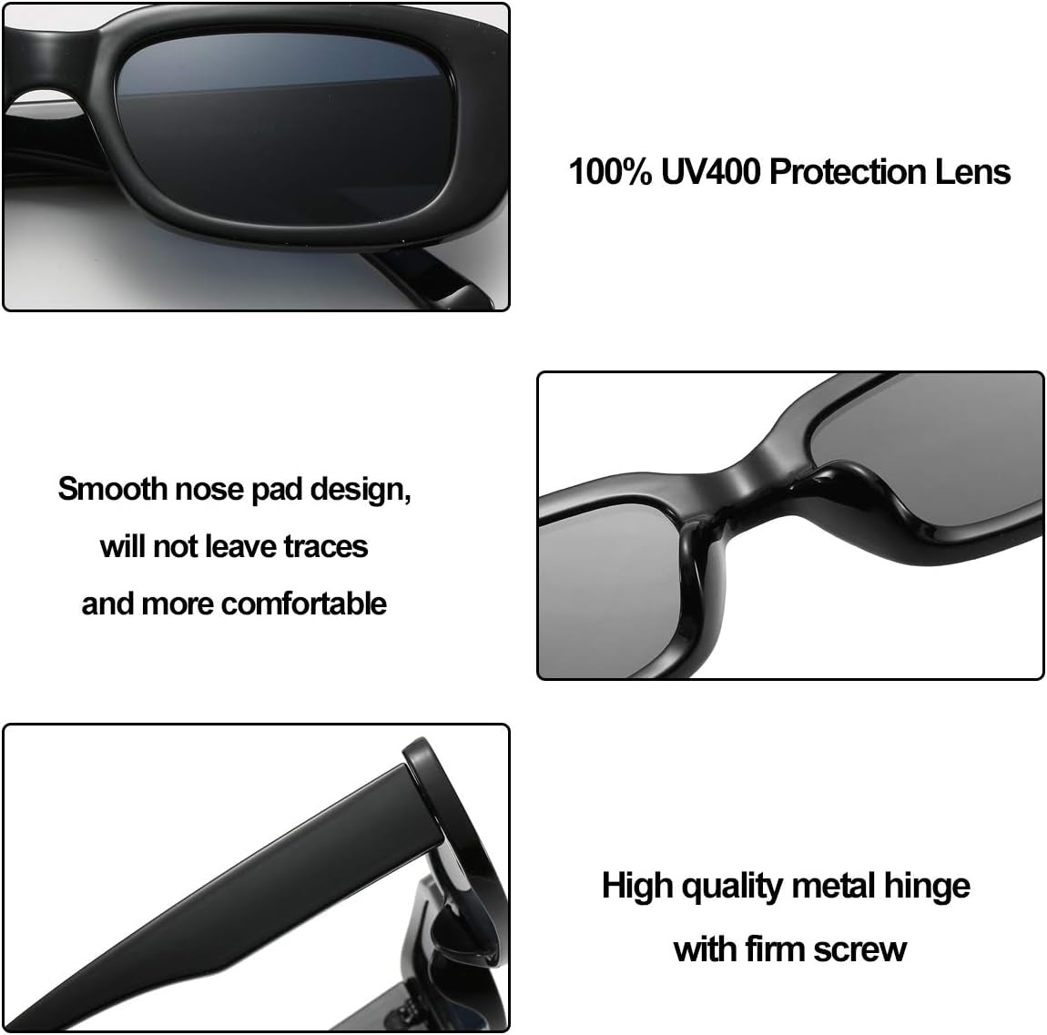 Sasha Rectangle Sunglasses for Women: UV 400 Protection