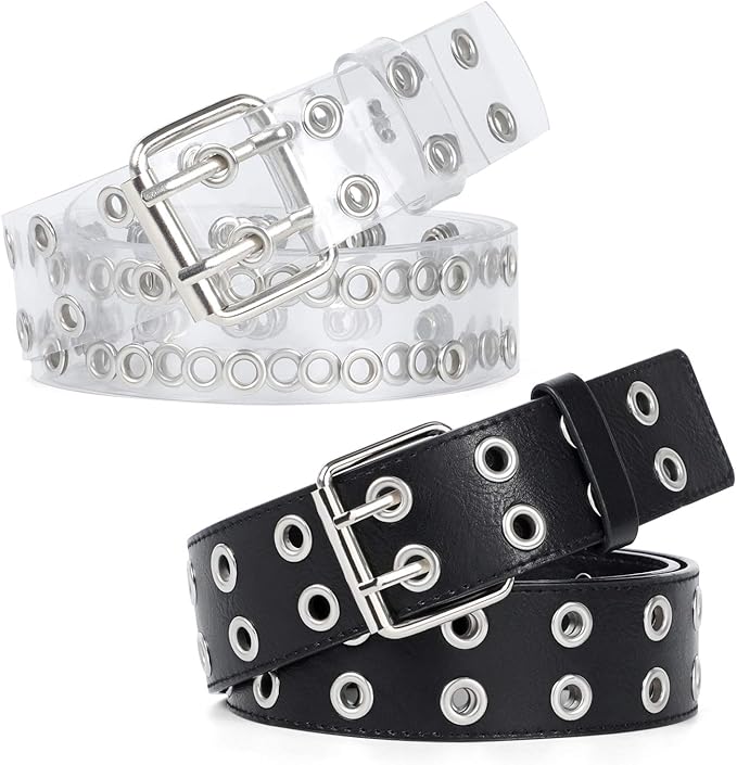 Becca Belt: Double Grommet Leather Belt: Pack of 2