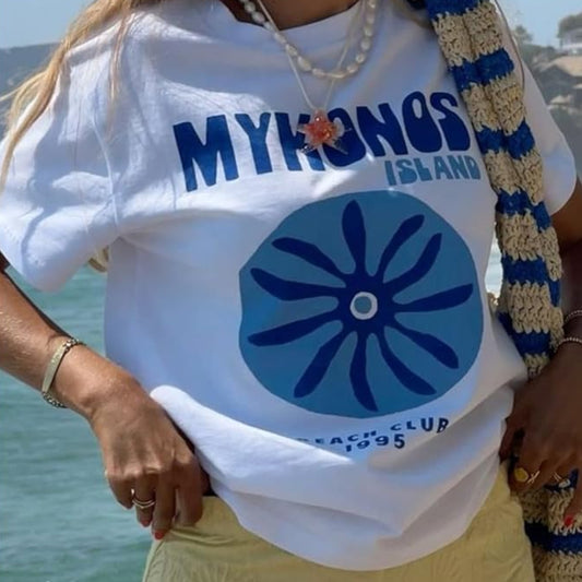 Nadine Mykonos Tee: Vintage Graphic Tee